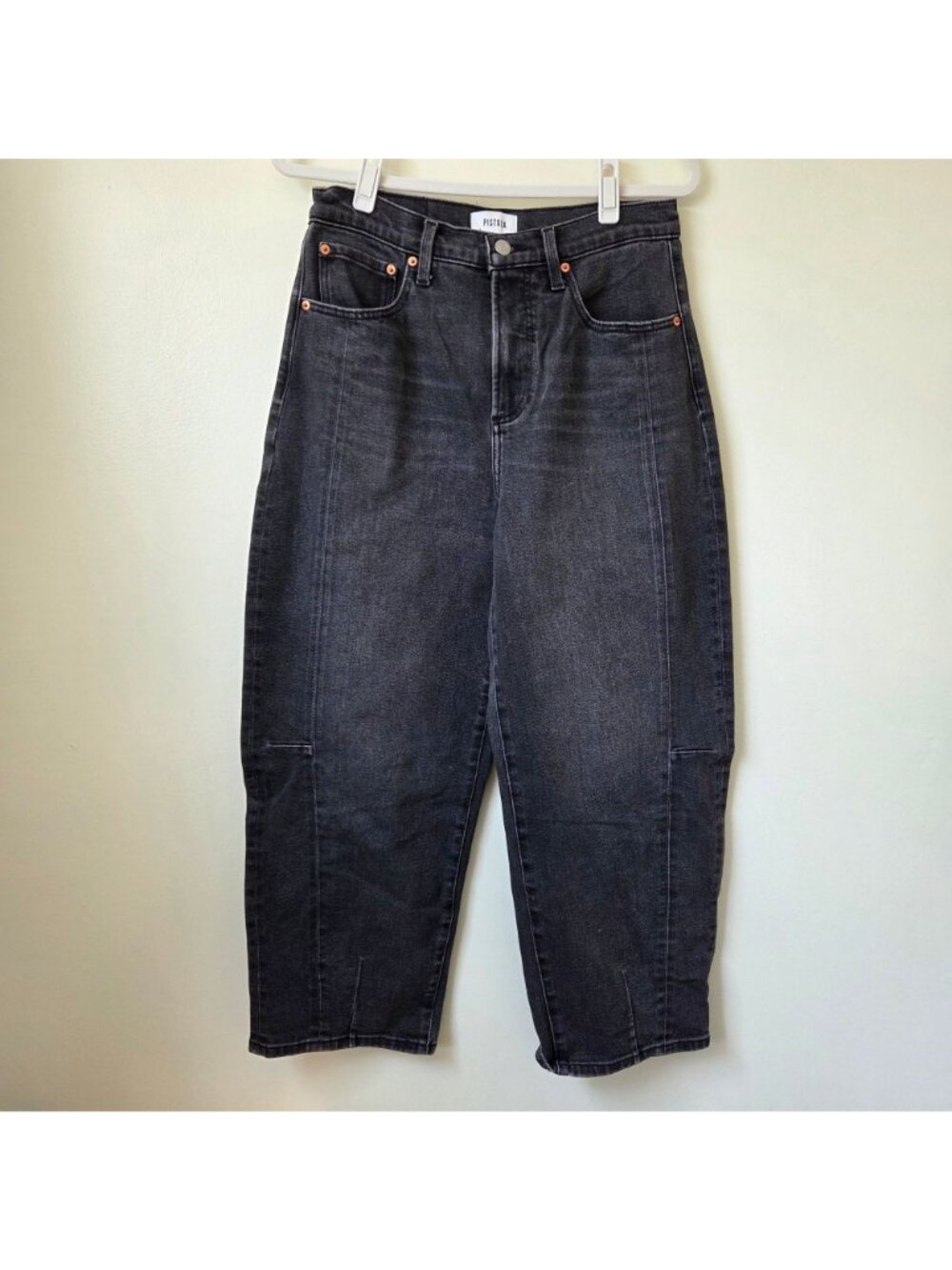 Pistola Eli High Rise Barrel Leg Jeans Ankle Washed Black Sz 28 - Picture 2 of 9